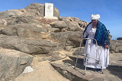 Erinnern an die Opfer des Genozids an den Ovaherero und Nama auf Shark Island in Namibia.