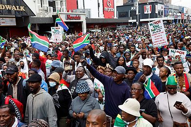 Demonstration gegen Migrant:innen in Durban, Südafrika