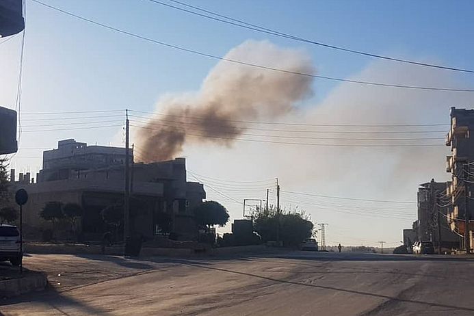 Rauch über Kobane nach einem türkischen Angriff.